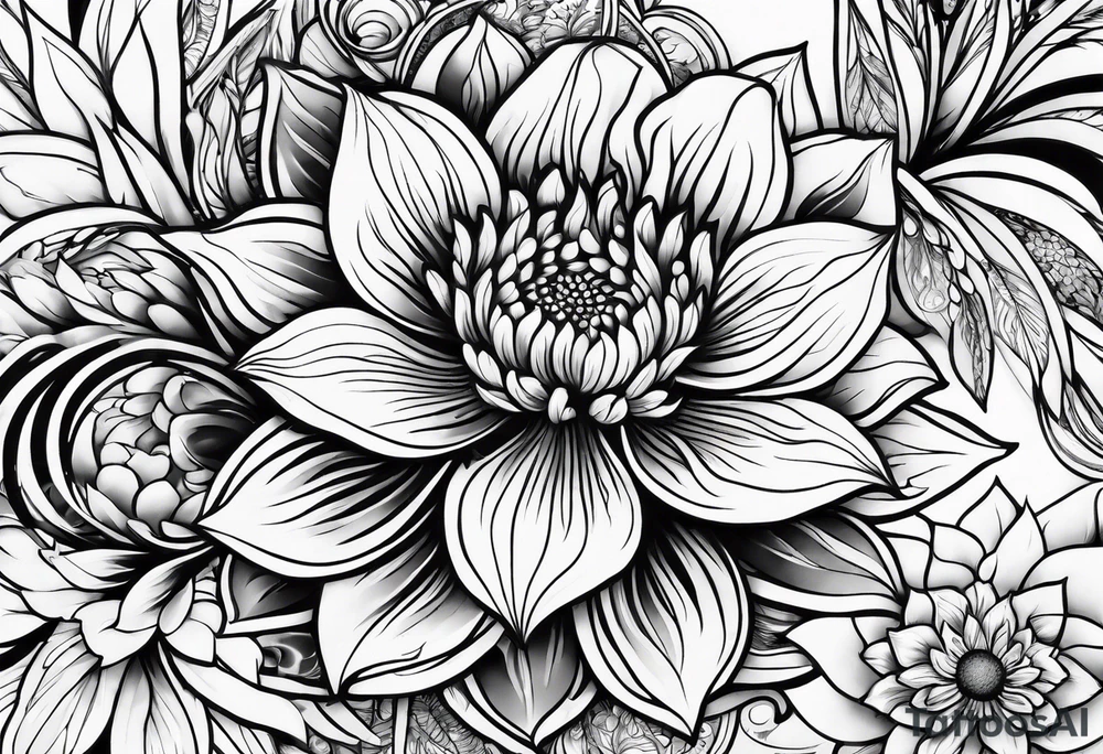 Flower fire tattoo idea
