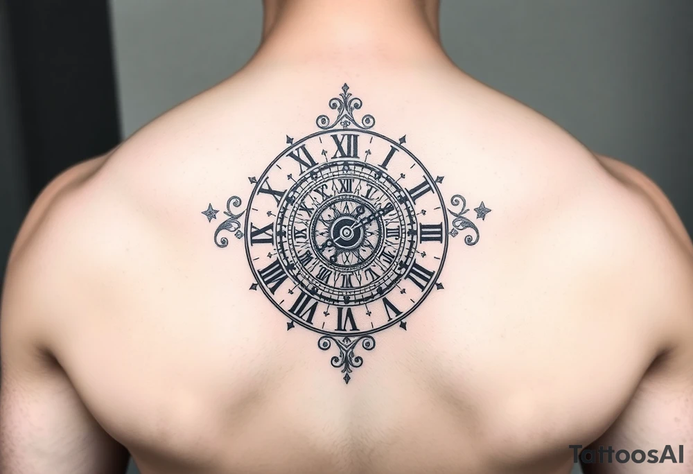 vintage roman numerals within ornate clockwork mechanism tattoo idea