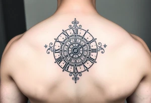 vintage roman numerals within ornate clockwork mechanism tattoo idea