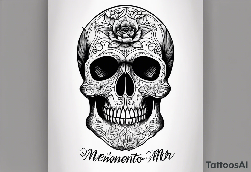 Skull  with Memento Mori written tattoo tattoo idea