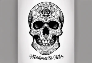 Skull  with Memento Mori written tattoo tattoo idea