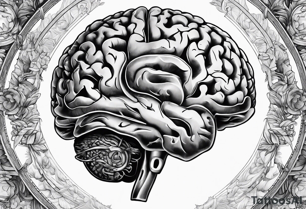 Anatomical brain in media sagittal section tattoo idea