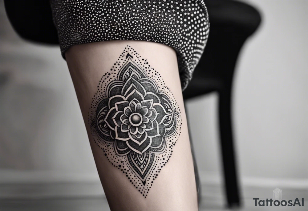Ornamental tattoo on the leg tattoo idea