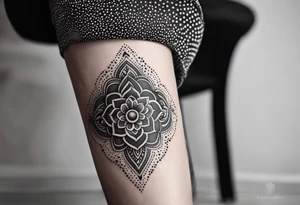 Ornamental tattoo on the leg tattoo idea