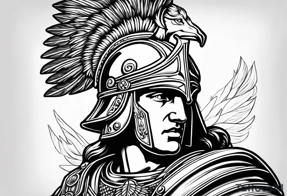alexander the great with helmet tattoo idea
