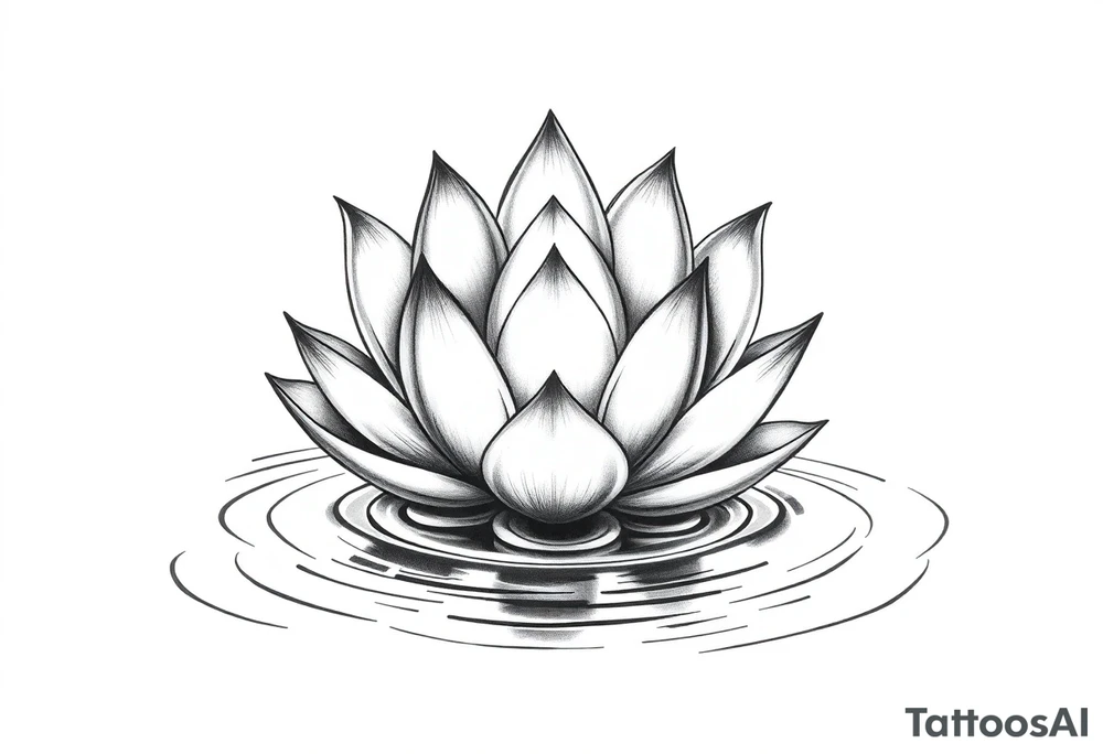 serene lotus flower emerging from sacred waters with ripples tattoo idea