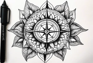 Sunflower and a compass, with the words "To Thine Own Self Be True" tattoo idea