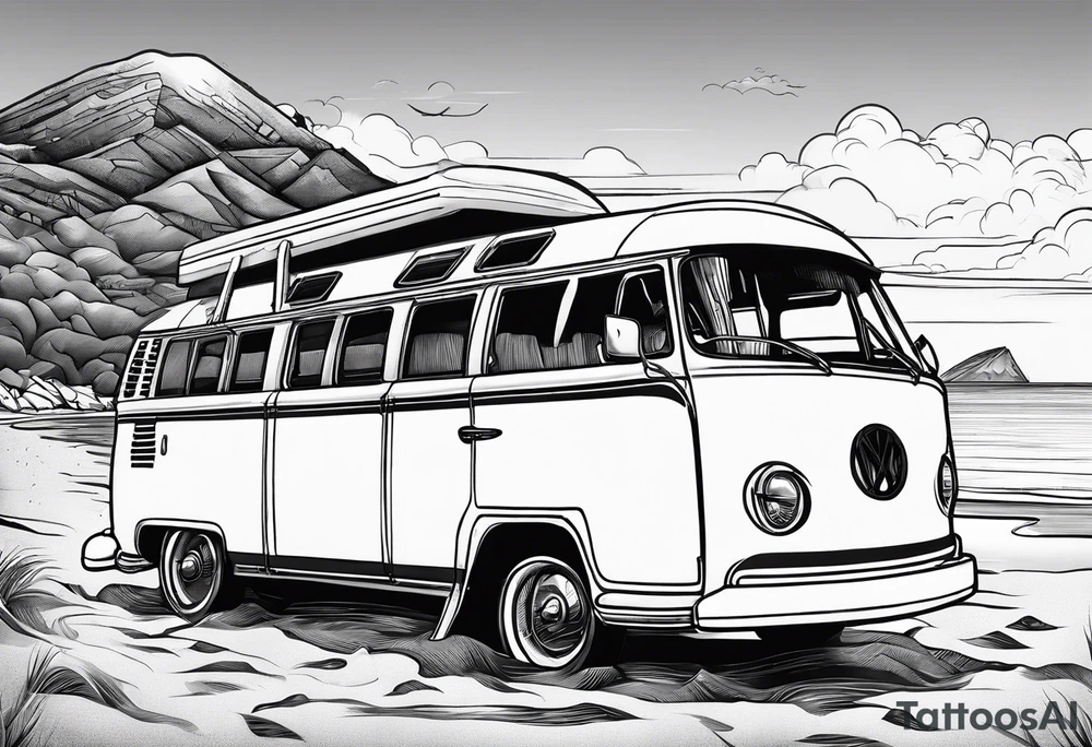 Beach hills plane rugby ball book campervan wine bottle tattoo idea