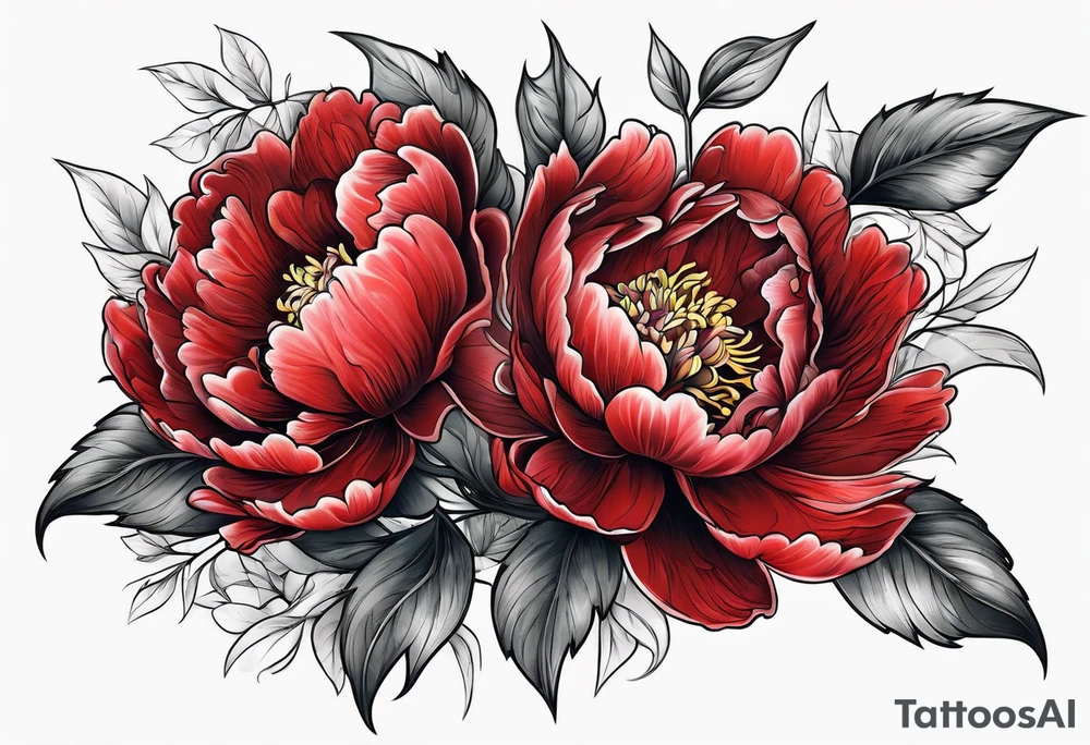 red peony tattoo idea