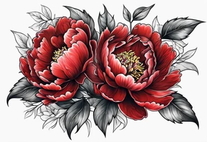 red peony tattoo idea