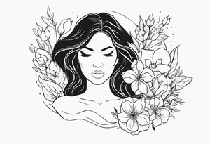 she is fire and flowers, feminist tattoo, strong but really delicate, fine lines tattoo idea