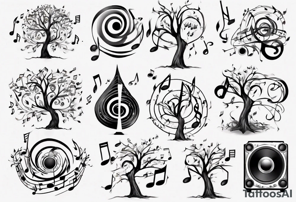 music speaker note tree stave notes tattoo idea