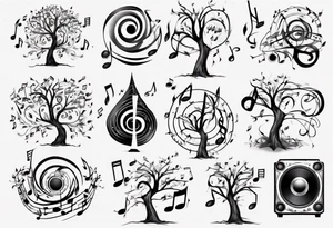 music speaker note tree stave notes tattoo idea