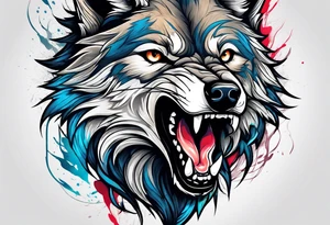 a wolf roaring tattoo idea