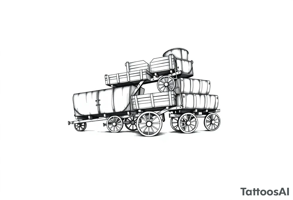 Wagons are stacked in the shape of a heart tattoo idea