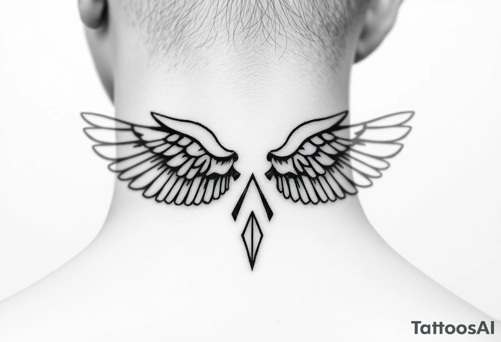 wings on the back of the neck tattoo idea