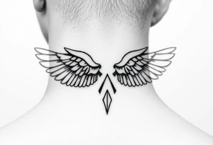 wings on the back of the neck tattoo idea