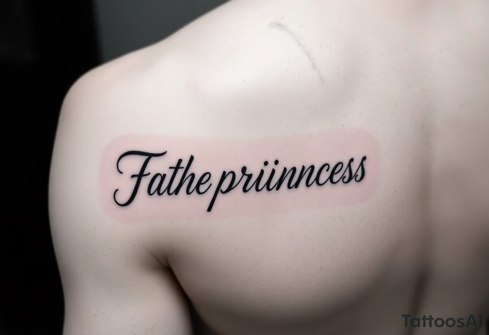Father of the princess text down the back of arm tattoo idea