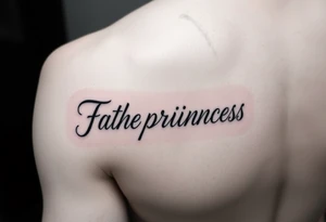 Father of the princess text down the back of arm tattoo idea