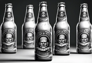 A bottle of beer with a sad face tattoo idea