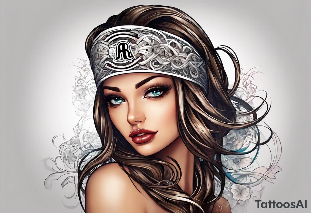 A headband with the letters A R in the middle tattoo idea