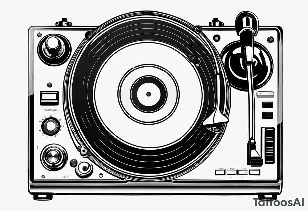 Recordplayer fineline minimalistic from above outline only tattoo idea