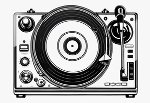 Recordplayer fineline minimalistic from above outline only tattoo idea