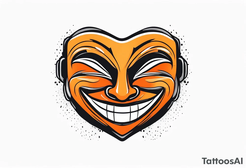 Laughing mask that is orange and black simplistic tattoo idea