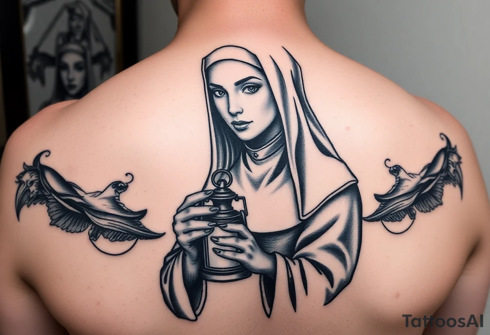 nun with lantern tattoo idea