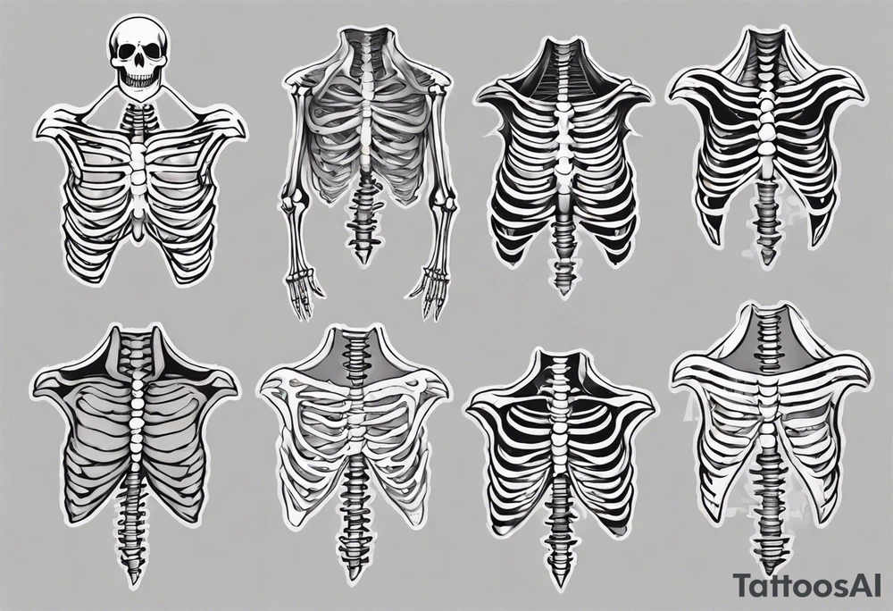 half skeleton ribs tattoo idea