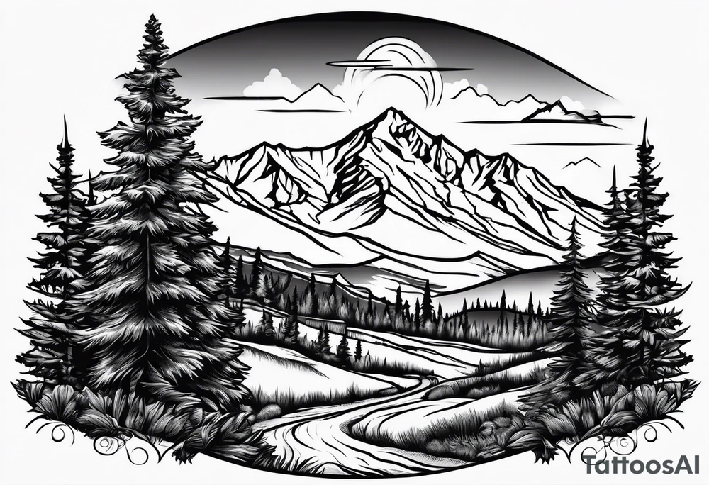 Pikes peak Colorado mountain outline tattoo idea