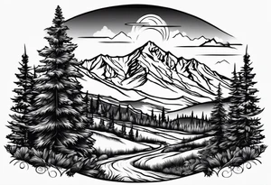Pikes peak Colorado mountain outline tattoo idea