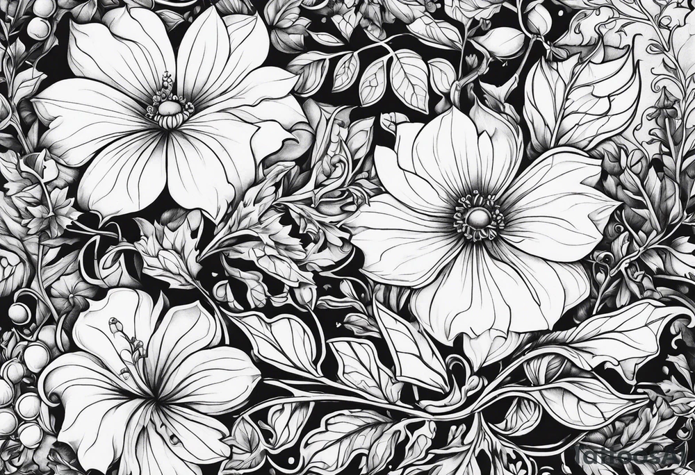 Wildflowers, ivy vine tattoo idea