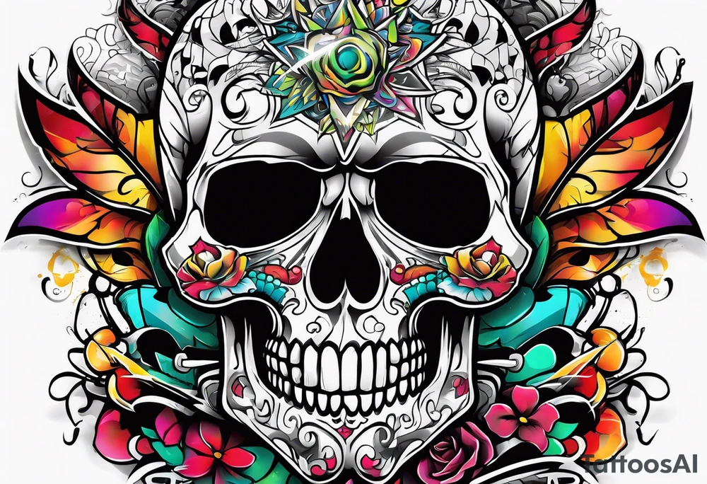street art graffiti skull with the words "GenX OG" tattoo idea