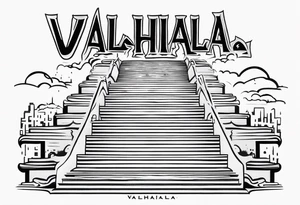 Valhalla  fog stairs mist family tattoo idea
