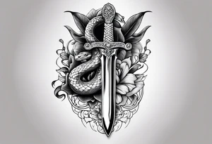 Feminine dagger with a snake around it. Tattoo should be twice as long as wide tattoo idea
