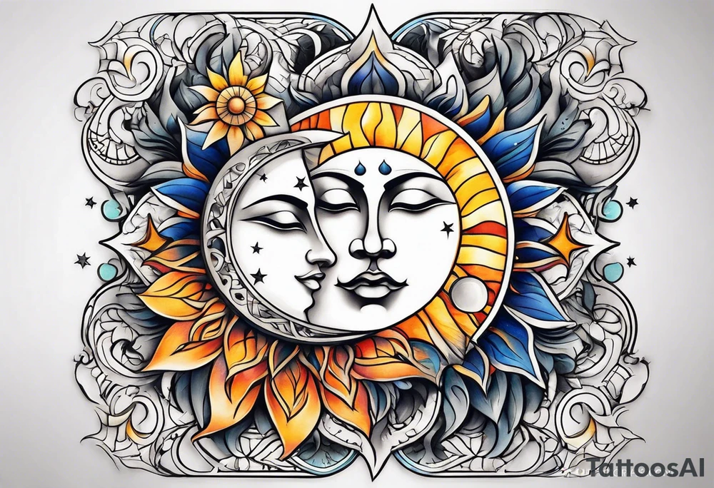 sun and moon tattoo idea