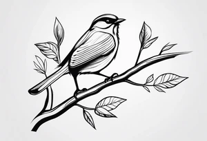 Bird oak tattoo idea