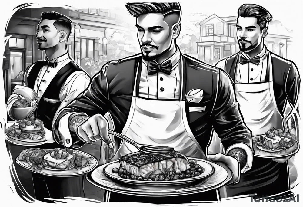 Part time student restaurant Waiter tattoo idea
