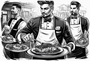 Part time student restaurant Waiter tattoo idea