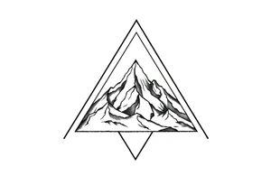 Triangle with mountain inside. There are 3 triangles tattoo idea
