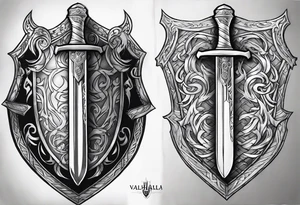 Valhalla shield fire sword tattoo idea