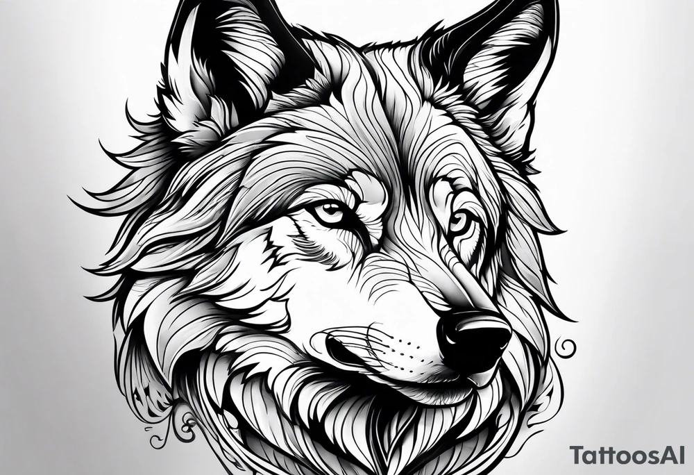 Pretty wolf tattoo idea