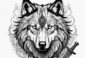 wolf with sword tattoo idea