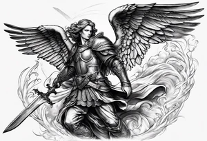 Michael the Archangel defeating evil tattoo idea