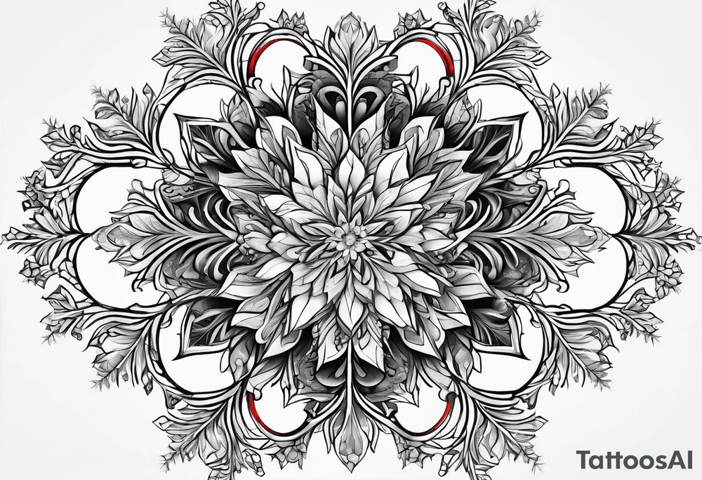 Branched crystaline fractal snowflake not flower tattoo idea