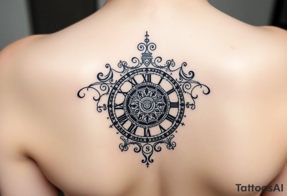 vintage roman numerals within ornate clockwork mechanism tattoo idea
