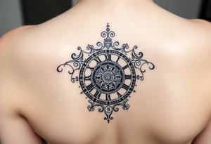 vintage roman numerals within ornate clockwork mechanism tattoo idea