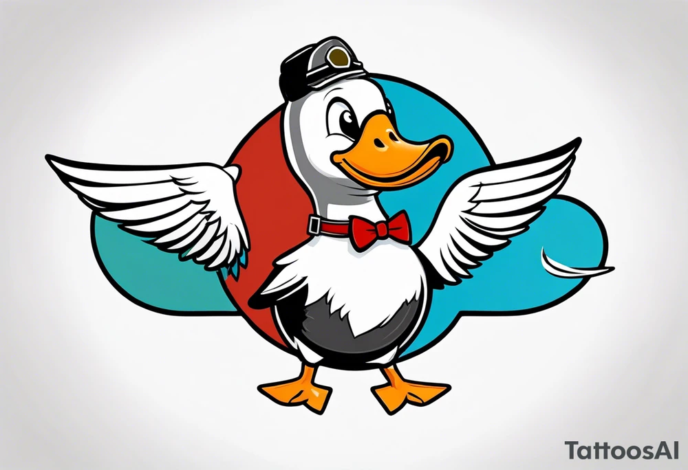 A silly goose dressed as an aviator tattoo idea