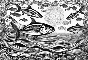 Shoal of mackerel in the ocean tattoo idea